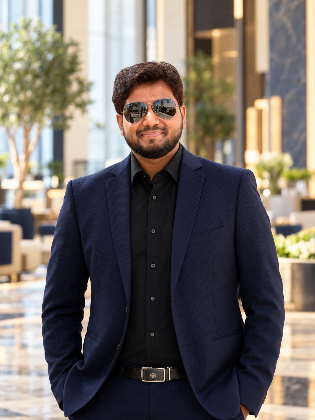 Omar Abdullah, Managing Director of Euro Shine Hospitality Services, in a navy suit